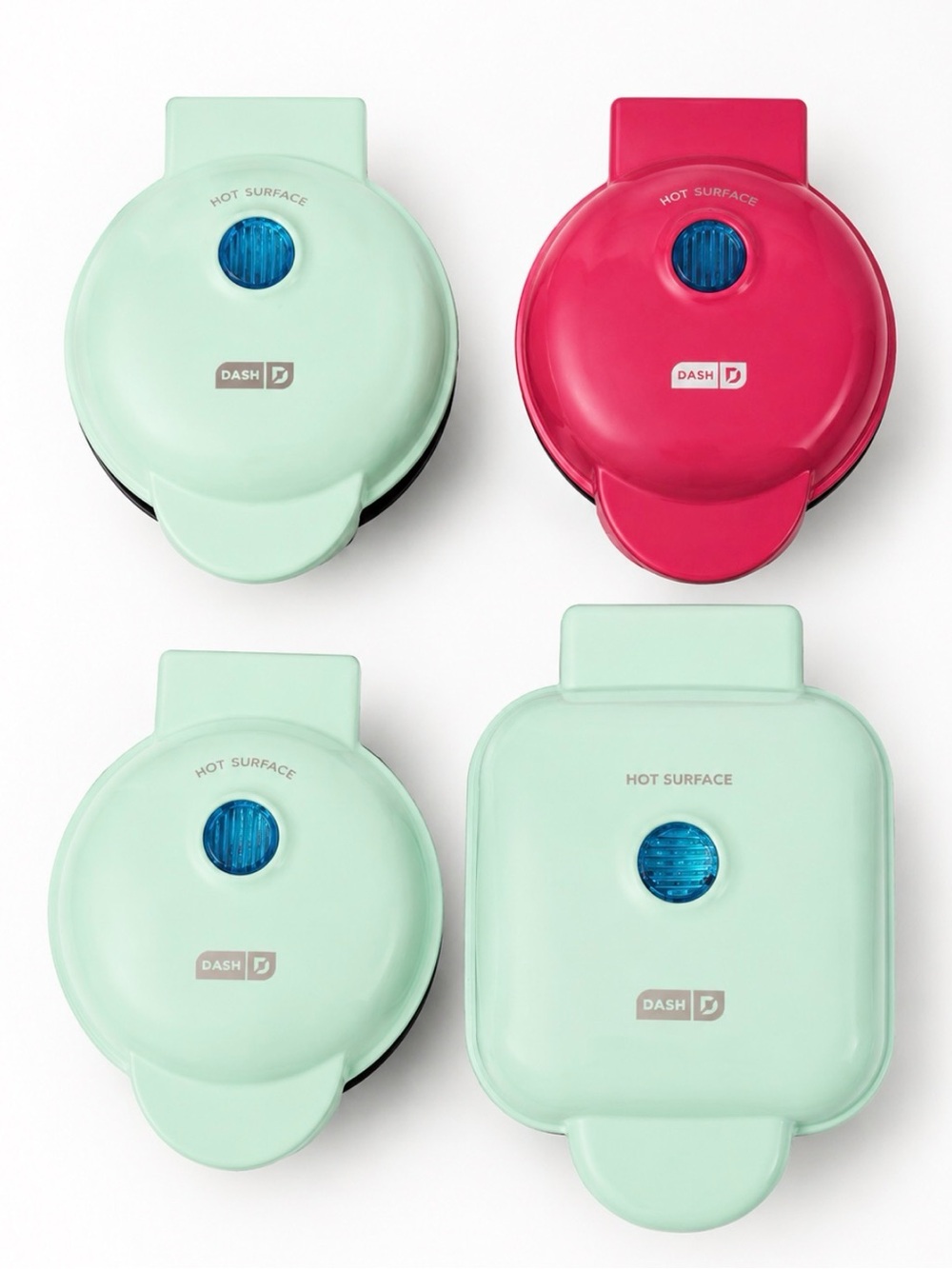 Ash Mini Waffle Maker Set — Mint and Hot Pink